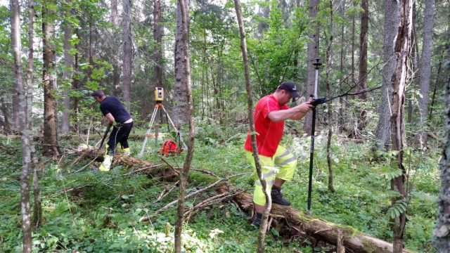 Inmätning med totalstation på Sandholmen